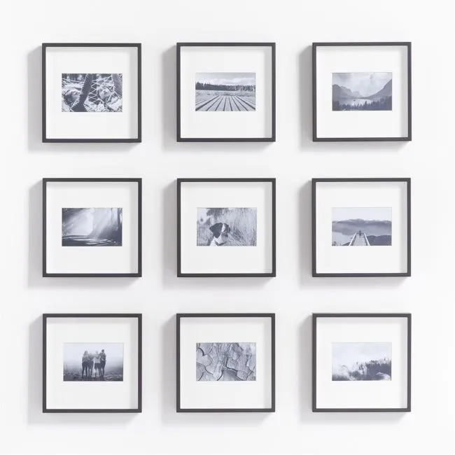 9-Piece Brushed Black 4x6 Gallery Wall Frame Set