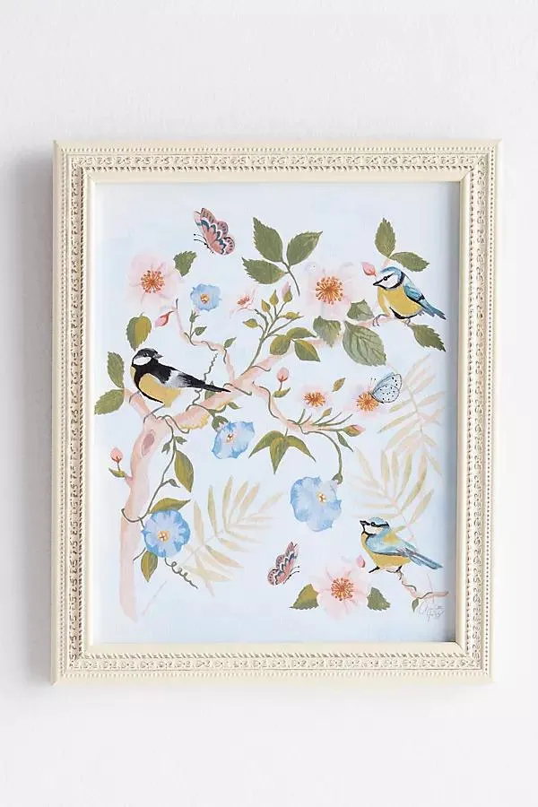 Chinoiserie of Rosa and Little Birds Wall Art