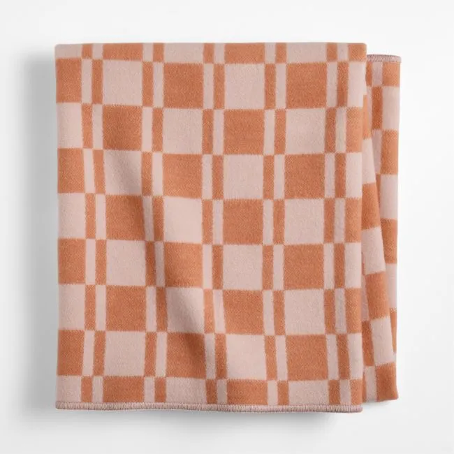 Modern Checkerboard Pink Organic Cotton Baby Stroller Blanket