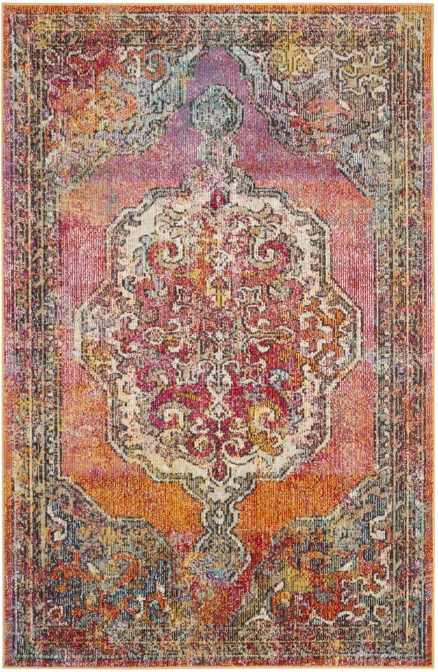 Arlo Home Woven Area Rug, CRS502A, Orange/Light Blue,  3' X 5'