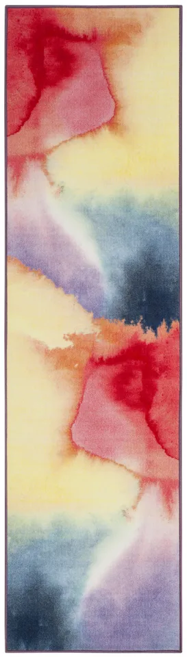 Arlo Home Woven Area Rug, PTB118A, Fuchsia/Yellow,  2' 3" X 8'