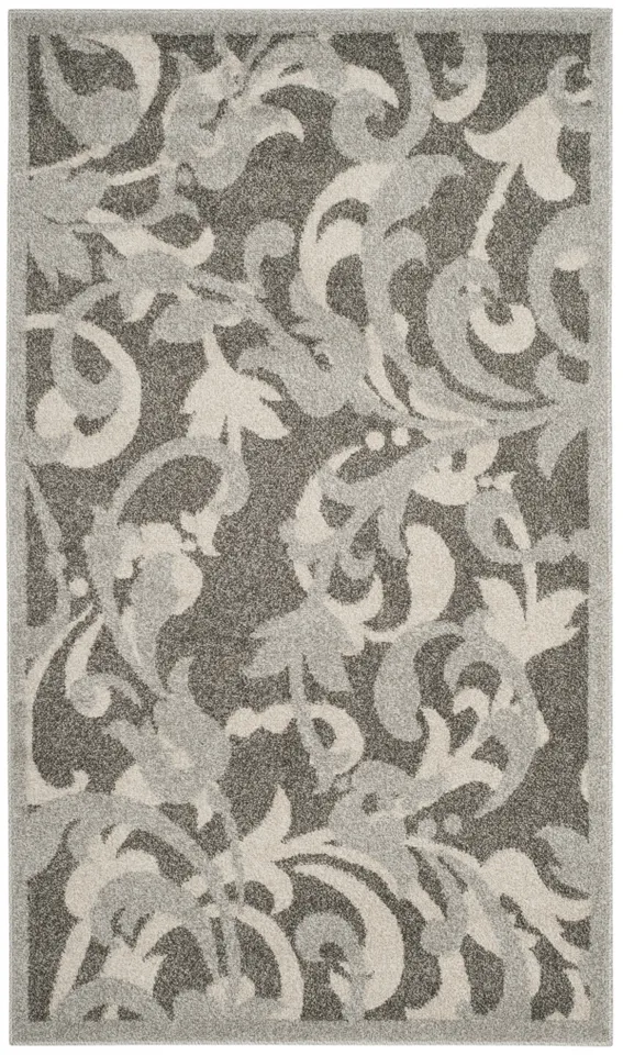 Arlo Home Indoor/Outdoor Woven Area Rug, AMT428C, Grey/Light Grey,  4' X 6'