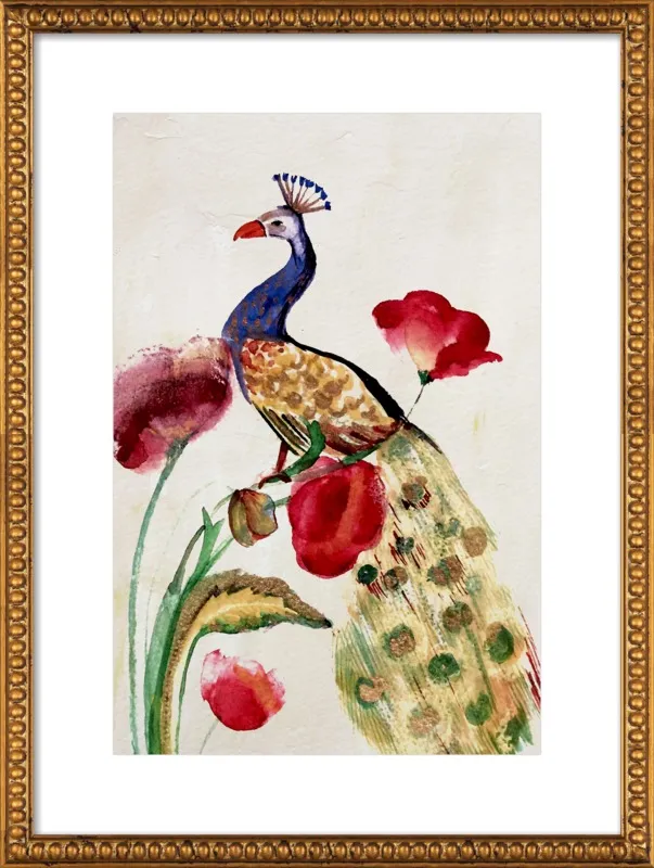 blue gold peacock by Ruti Shaashua for Artfully Walls