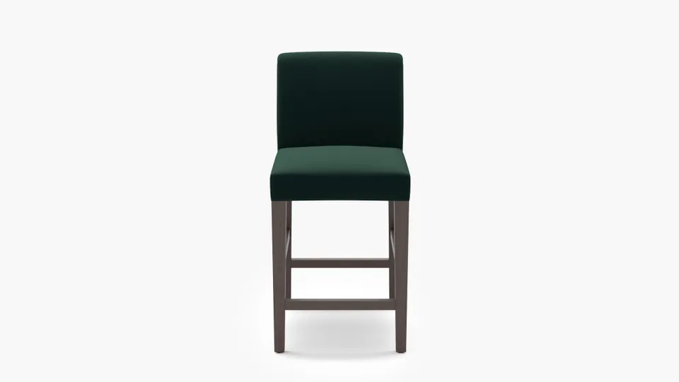 Signature Dining Counter Stool, Spruce Performance Plush Velvet, Espresso Square Tapered Leg