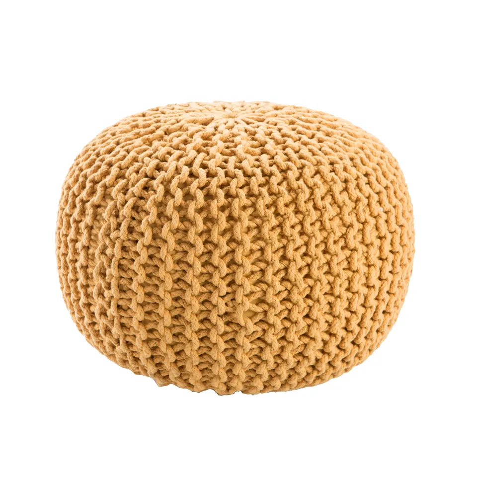 Spectrum Pouf Textured Yellow Round Pouf