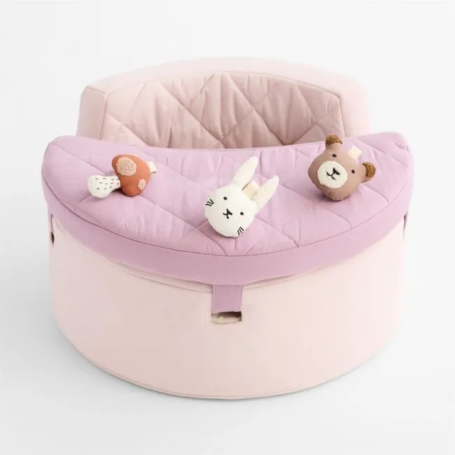 Organic Washable Purple Baby Activity Chair with Woodland Baby Rattle Set