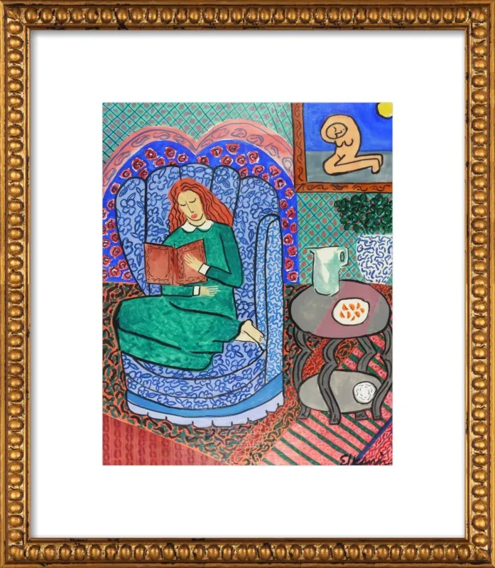Red Headed Reader by Linda Elksnin for Artfully Walls