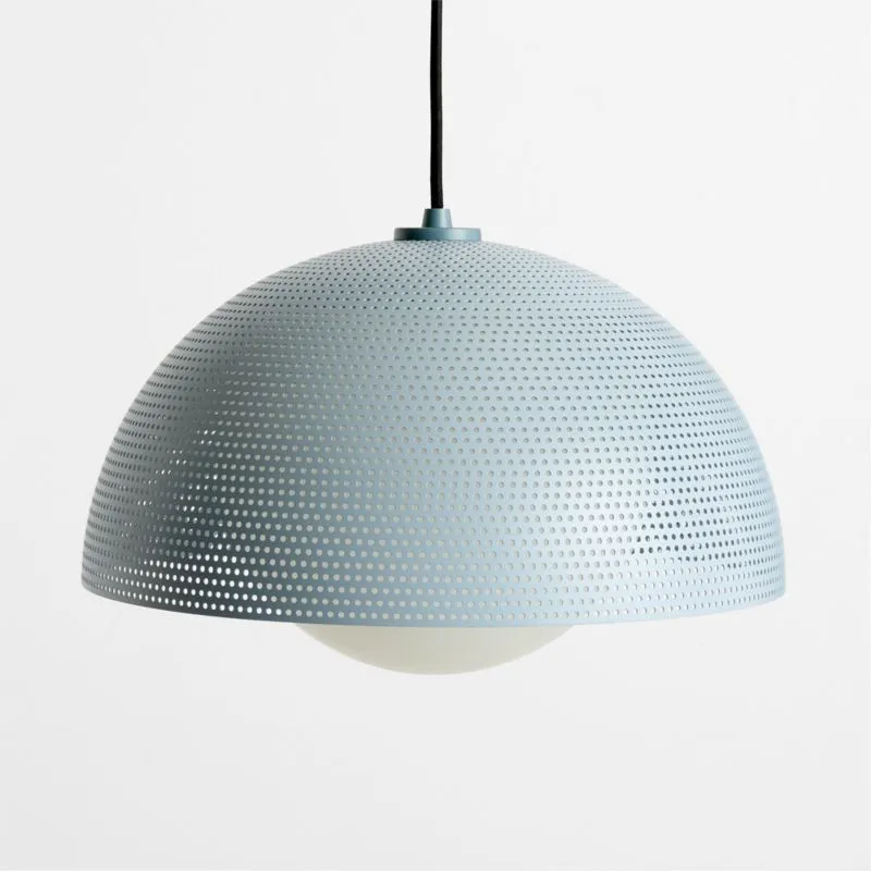 Arlo 16" Perforated Blue Kids Pendant Ceiling Light