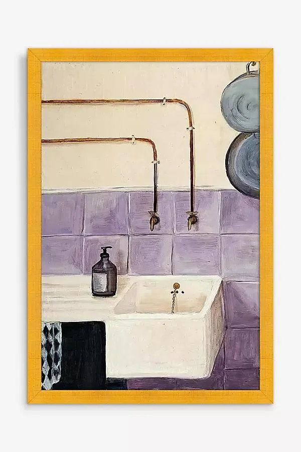 Kitchen Sink on Lilac Tiles Wall Art