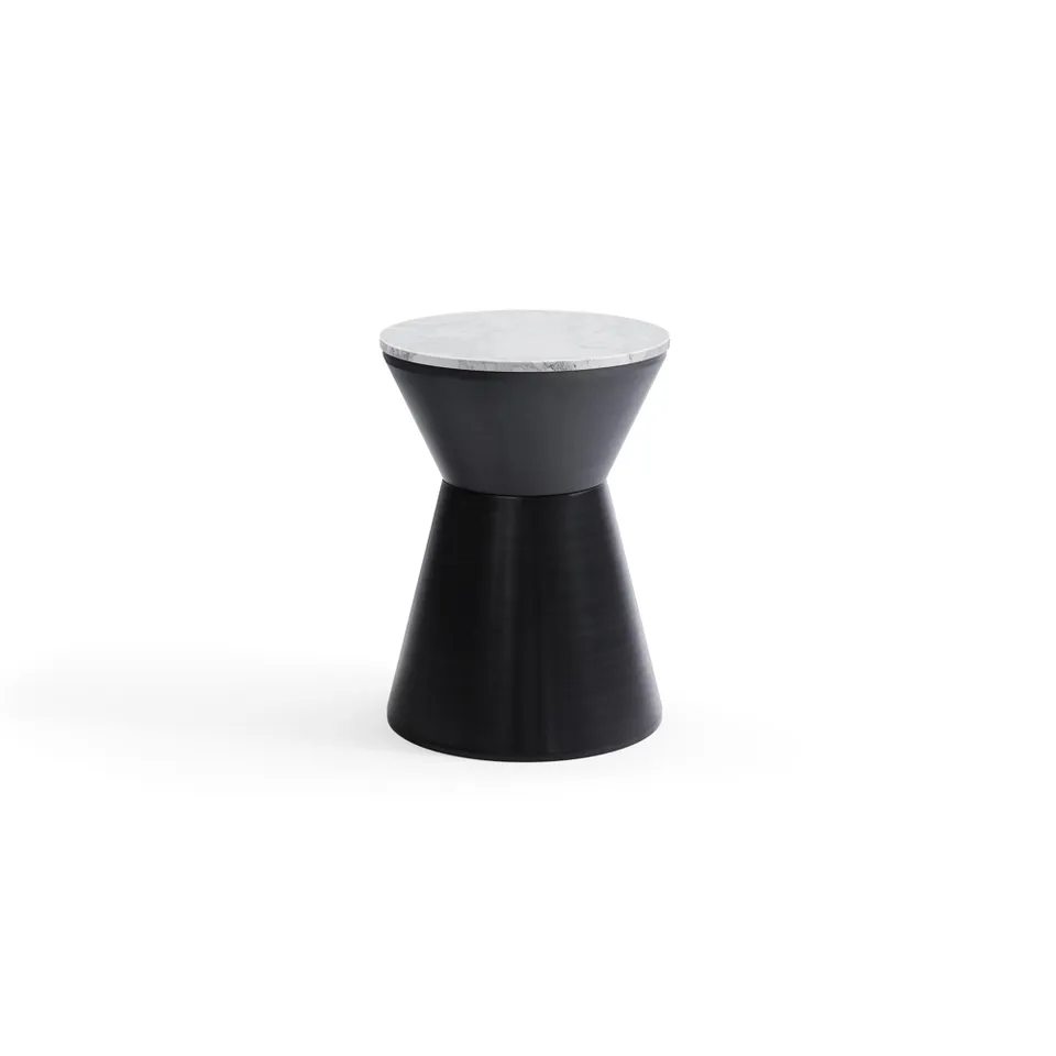 Kettle Side Table - Black - Metal / White - Marble
