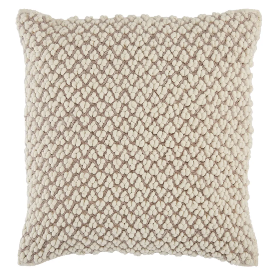 Madur AGO03 Handmade Solid Light Taupe And Ivory Down Alternative Filled Pillow (22")