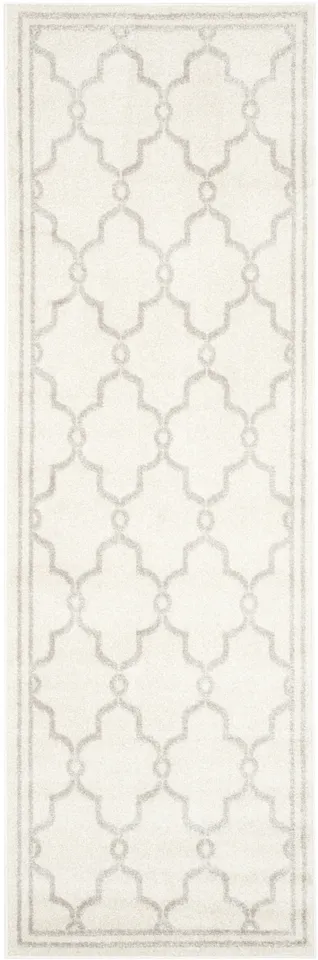 Arlo Home Indoor/Outdoor Woven Area Rug, AMT414E, Ivory/Light Grey,  2' 3" X 7'