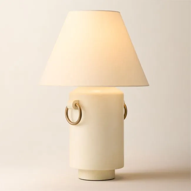 Georgie Vellum Table Lamp With Brass Rings 22.5"