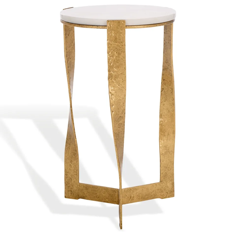 Raynie Metal Accent Table - Brass/White