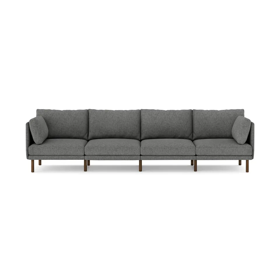 Field 4-Piece Sofa - Carbon - Performance Flat Twill / Walnut - Wood