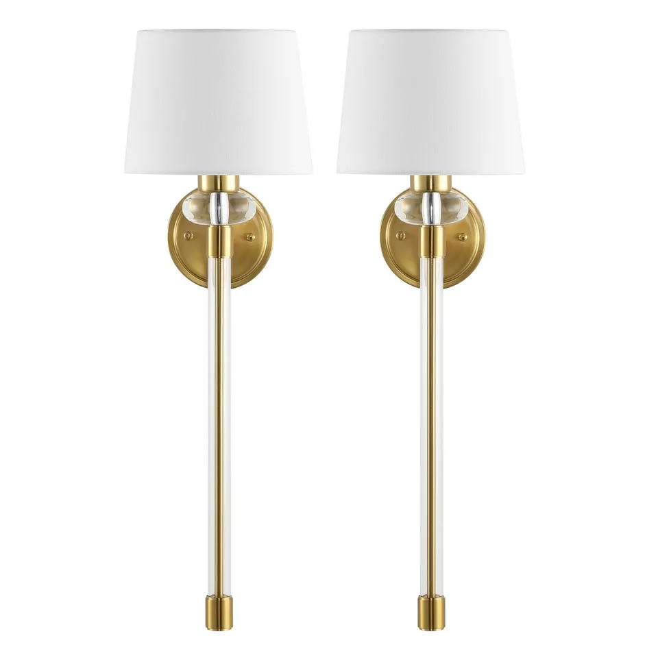 Athene 9" Wall Sconce, Set Of 2 - Brass / Clear
