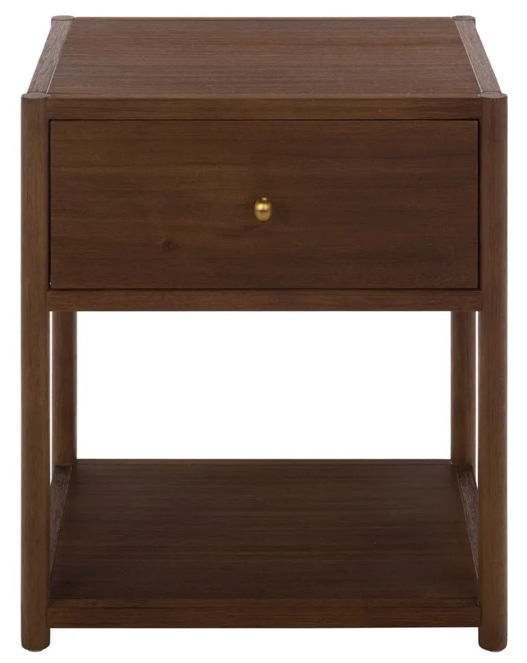 Sadie 1 Drawer 1 Shelf Round Leg Nightstand - Chocolate Brown
