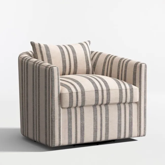 Drew Striped Grande Swivel Accent Chair