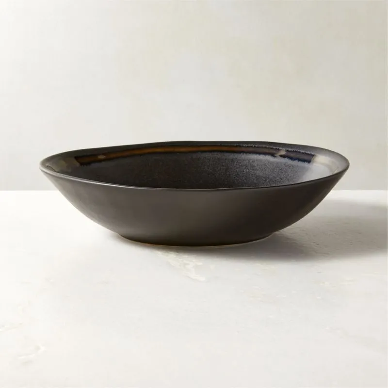 Hyacinth Black Pasta Bowls with Reactive Glaze Set of 6