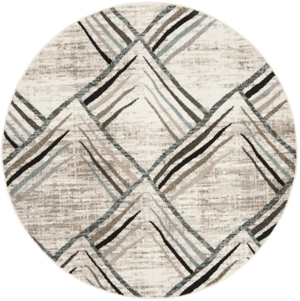 Arlo Home Woven Area Rug, AMS112A, Cream/Charcoal,  6' 7" X 6' 7" Round