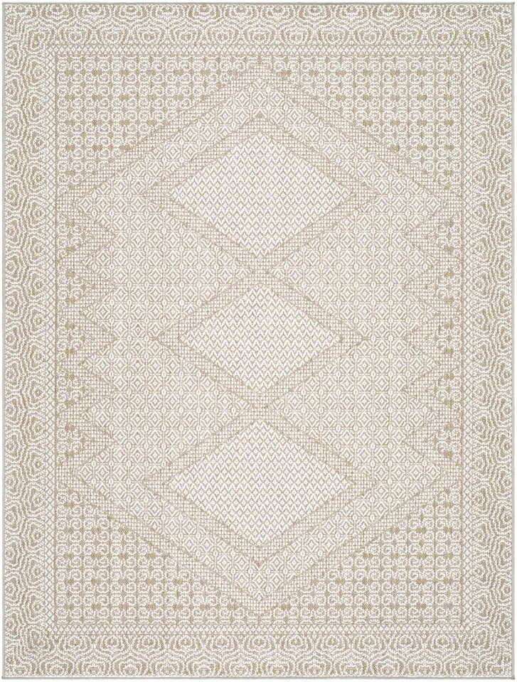 Pismo Beach White Outdoor 6'6" x 9' Machine Woven Rug