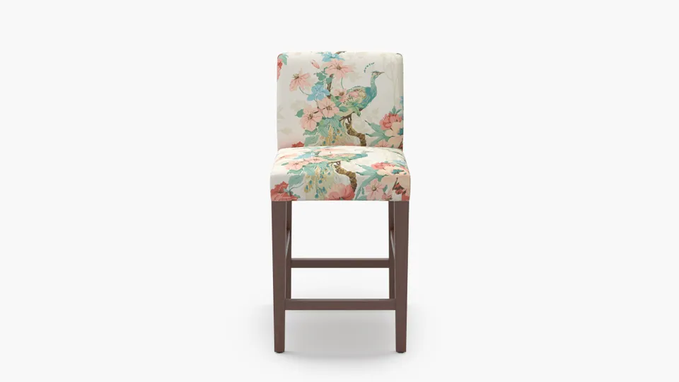 Signature Dining Counter Stool, Rose Peacock Park, Walnut Square Tapered Leg