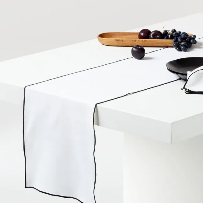Merrow Stitch 120" White Table Runner