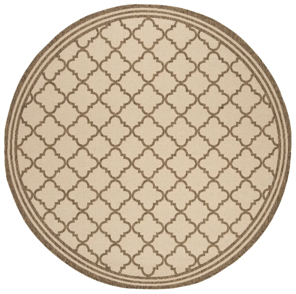 Arlo Home Indoor/Outdoor Woven Area Rug, LND121C, Cream/Beige,  6' 7" X 6' 7" Round