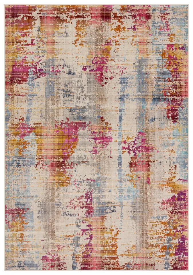 Vibe by Vidame Indoor/Outdoor Abstract Multicolor/ Fuchsia Runner Rug (3'X8')