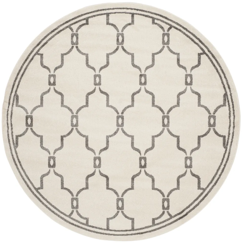 Arlo Home Indoor/Outdoor Woven Area Rug, AMT414K, Ivory/Grey,  7' X 7' Round