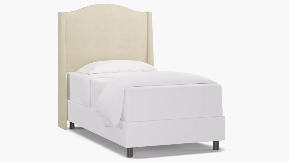 Classic Wingback Headboard, Talc Everyday Linen, Twin