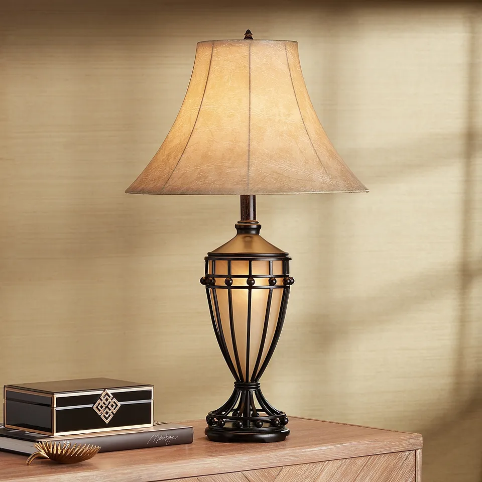 Franklin Iron Works Cardiff 33" Night Light Table Lamp with Dimmer