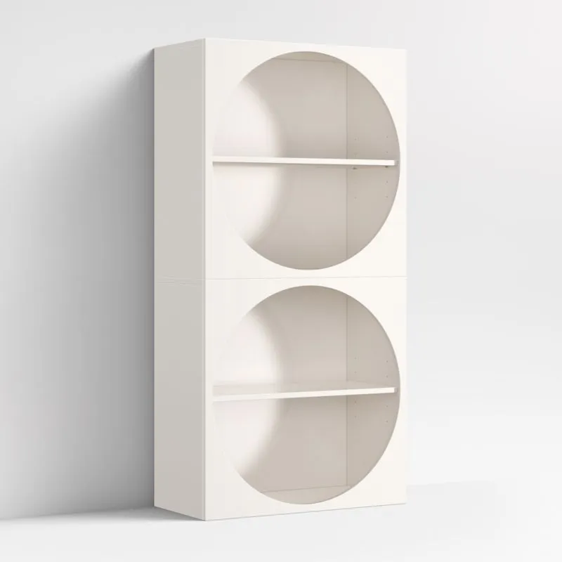 Twiggy 30" Modular Glossy Ivory Kids Open Bookcases, Set of 2