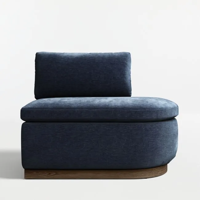 Edendale Blue Upholstered Right-Arm Storage Dining Banquette