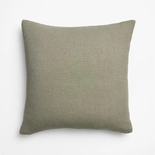 Relaxed Linen Layering 20"x20" Shadow Sage Green Throw Pillow with Feather Insert
