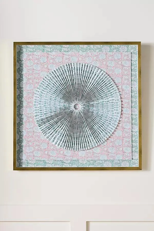 Dimensional Block Print Pleated Circle Wall Art