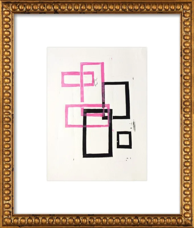 Pink and Black Geometric Squares x2 by Stacy Rajab for Artfully Walls