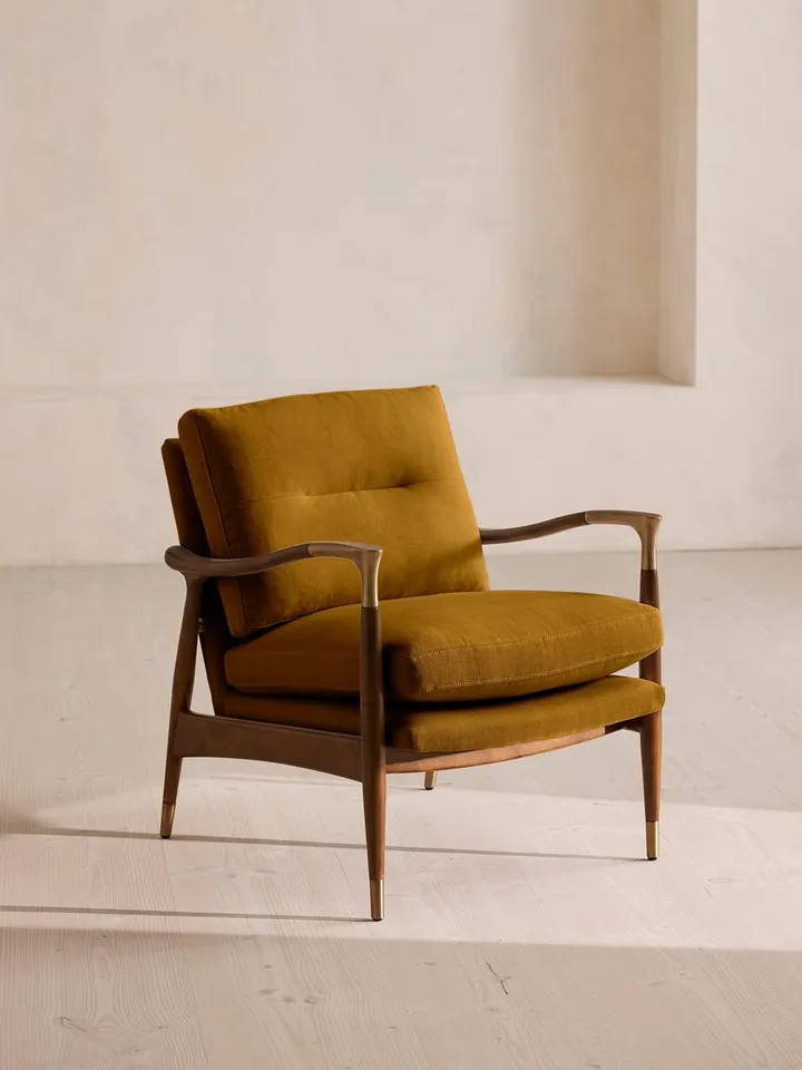 Theodore Armchair, Linen, Turmeric, US