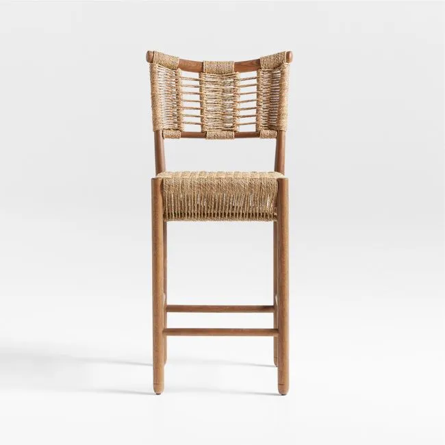 Forge Barley Brown Oak Wood Counter Stool by Jake Arnold