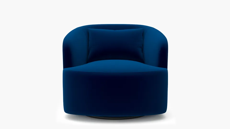 Deco Swivel Chair, Cobalt Performance Plush Velvet