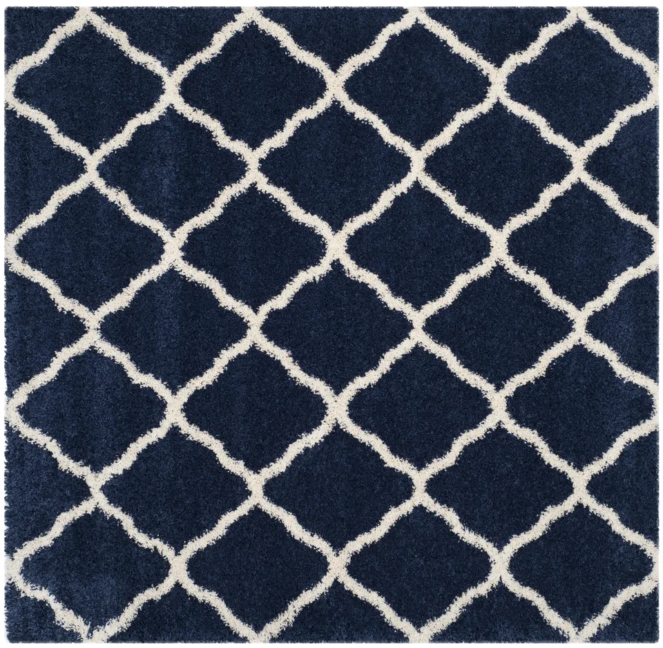 Arlo Home Woven Area Rug, SGH283C, Navy/Ivory,  7' X 7' Square