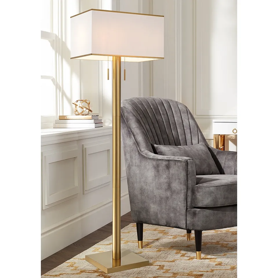 Possini Euro Bolivar 72" Oversized 2-Light Warm Gold Floor Lamp