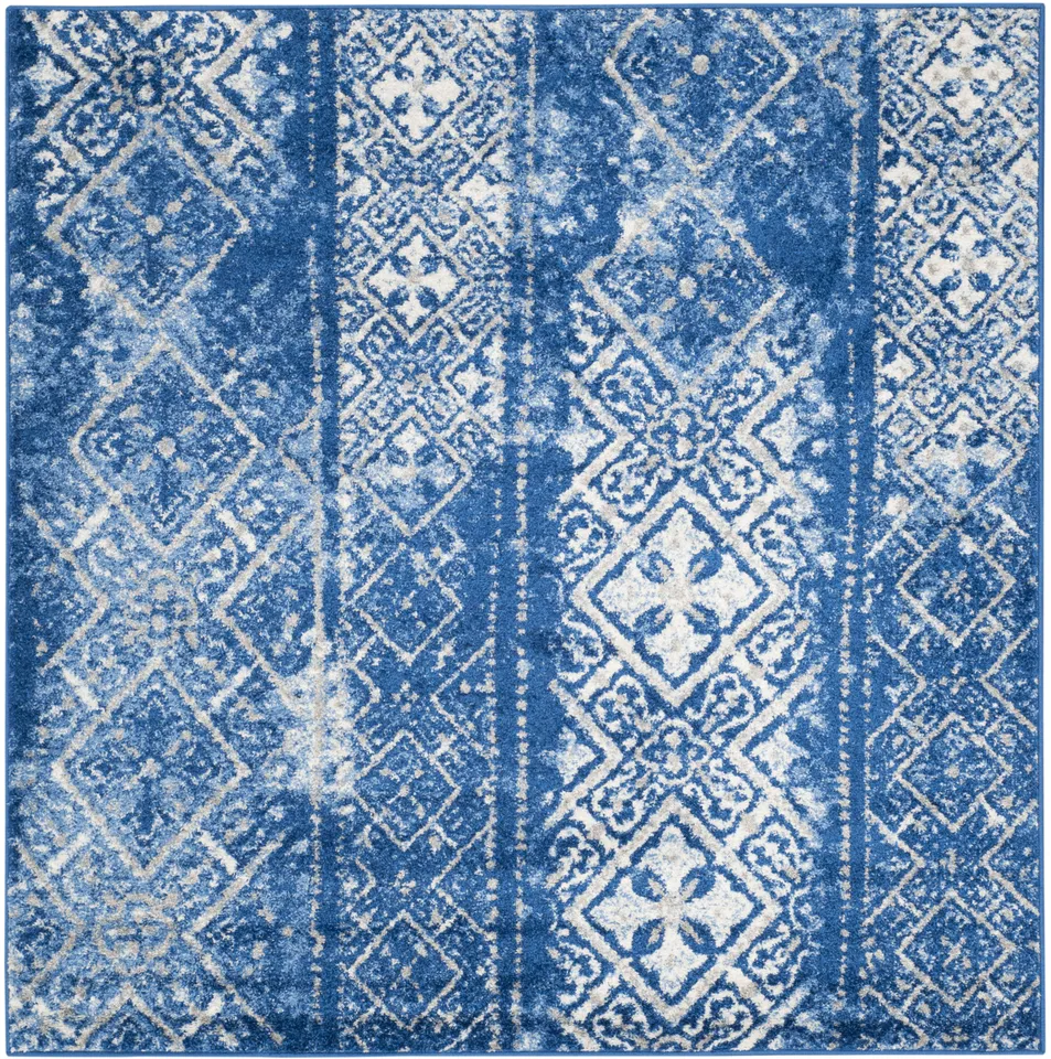 Arlo Home Woven Area Rug, ADR111F, Silver/Blue,  6' X 6' Square