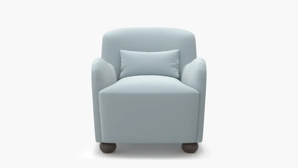 Club Chair, Sterling Performance Velvet, Espresso Bun Foot