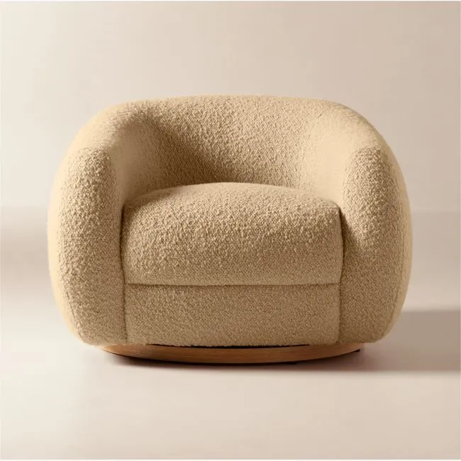 Laszlo Camel Brown Boucle Swivel Chair Set of 2