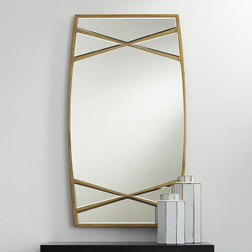 Uttermost Double Cross Gold 23 1/4" x 42" Rectangular Wall Mirror