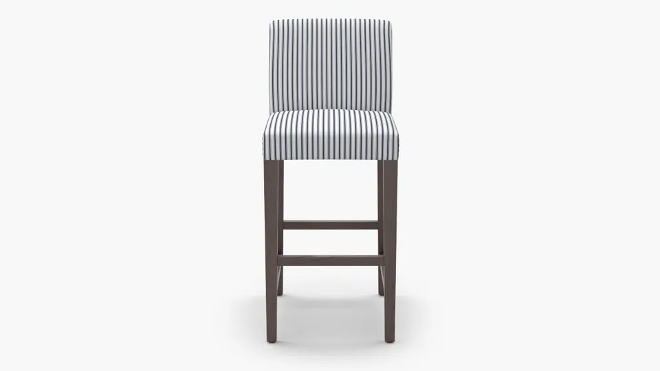 Signature Dining Bar Stool, Navy Classic Ticking Stripe, Espresso Square Tapered Leg