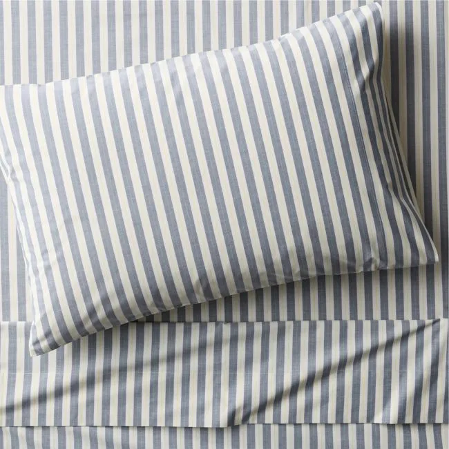 Topspin Midnight Navy Stripe 100% Organic Cotton Kids Twin Sheet Set by Venus Williams