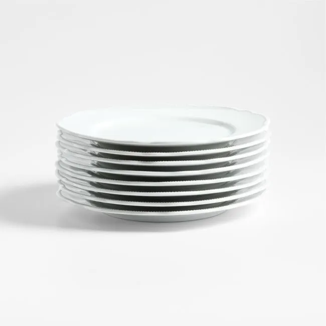 Loire White Porcelain Salad Plates, Set of 8