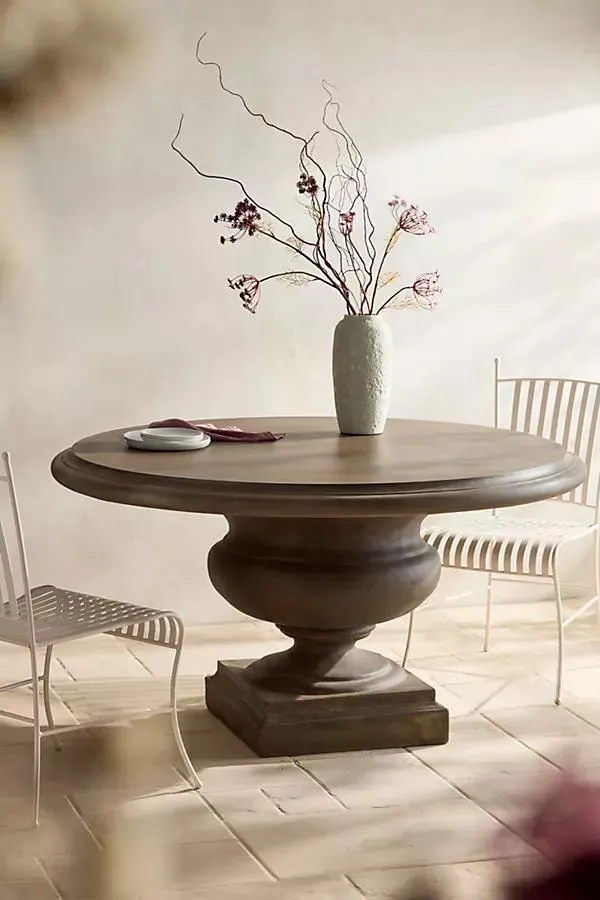 Venetian Stone Pedestal Round Dining Table